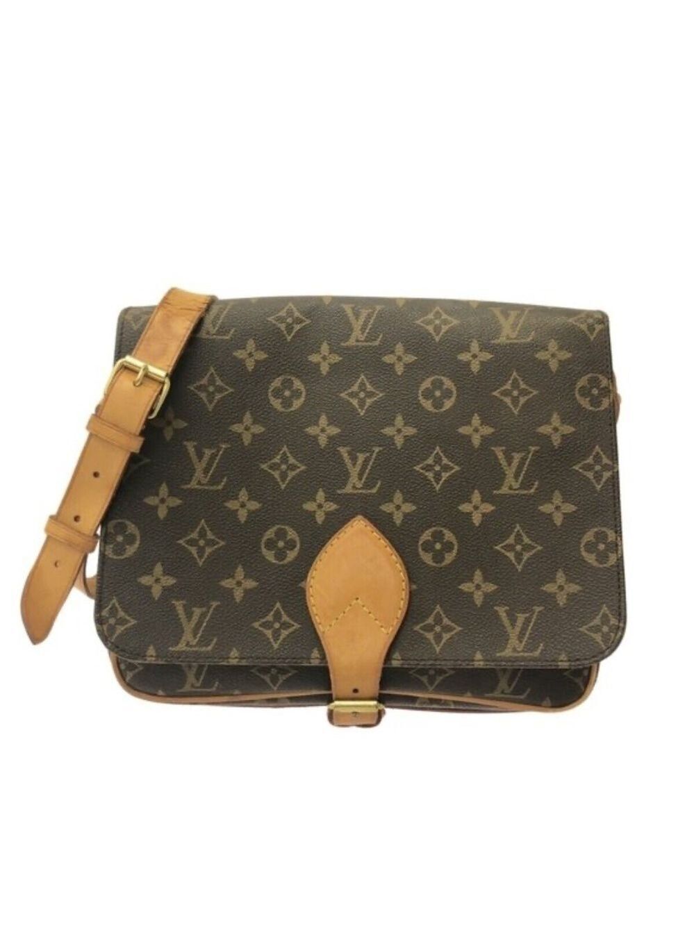 100% Authentic LOUIS VUITTON Cartouchiere GM Brown Monogram Crossbody Bag